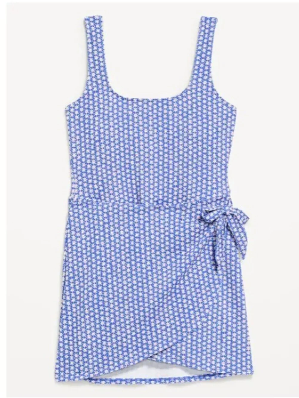 Old Navy Pique Side-Tie Swim Dress Blue Ditsy Floral M - Picture 1 of 7